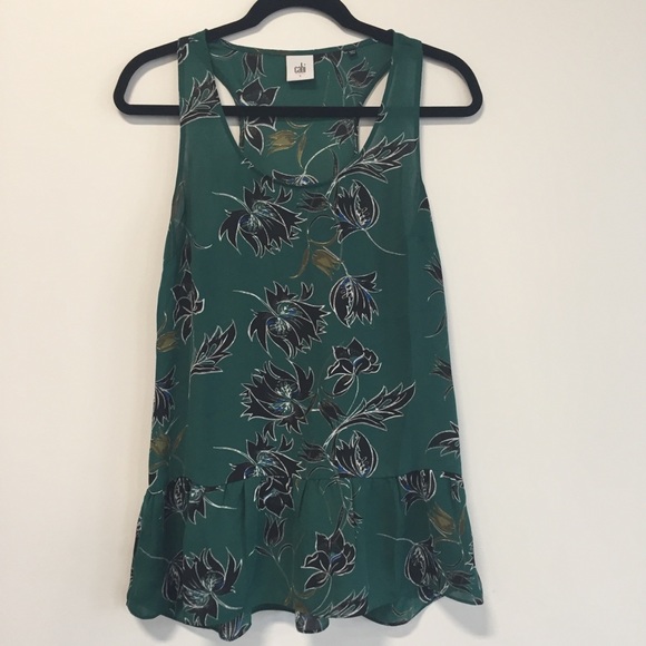 CAbi Tops - CABi sleeveless peplum green floral